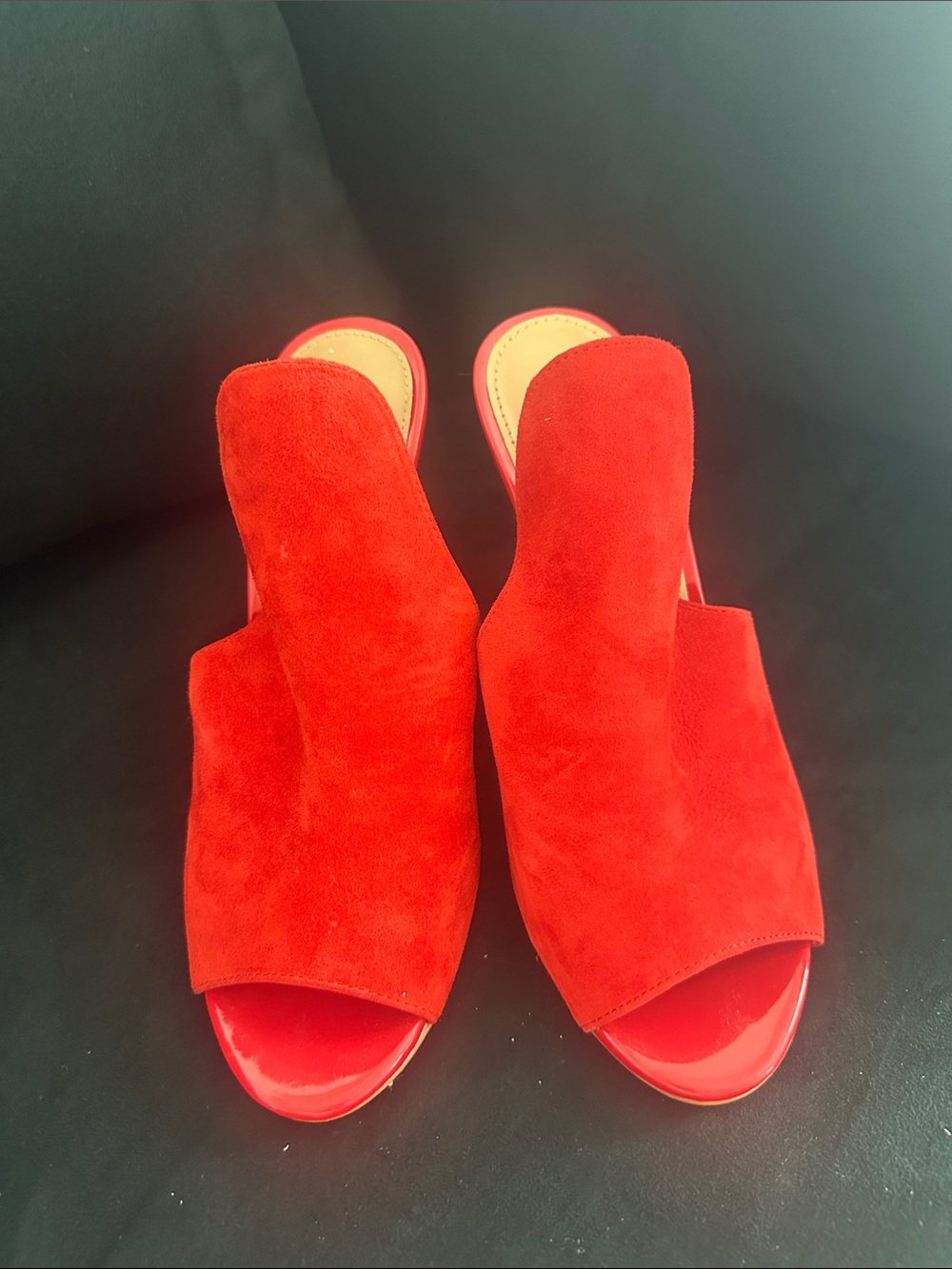 Steve Madden Women’s Red Suede Open-Toe Slide Heels